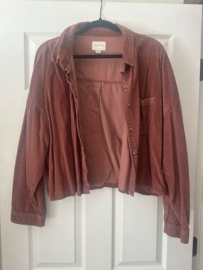 American Eagle Dusty Rose Corduroy Button-Up
